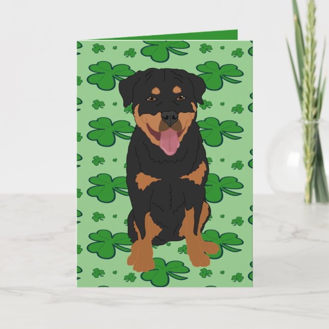 St. Patrick's Day Rottweiler Feiertagskarte (Vorderseite)