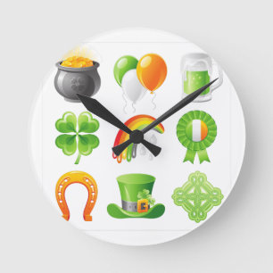 St. Patricks Day Runde Wanduhr