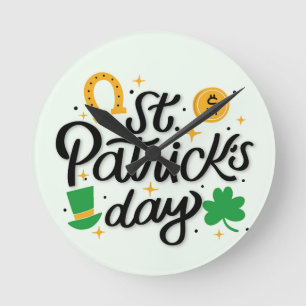 St Patricks Day Runde Wanduhr