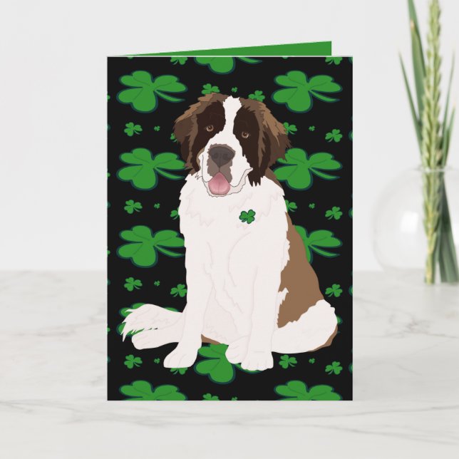 St. Patrick's Day Saint Bernard Feiertagskarte (Vorderseite)