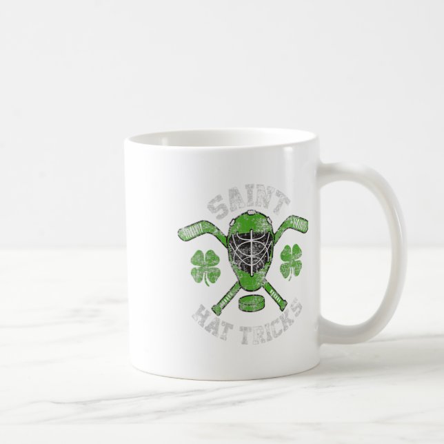 St Patricks Day Saint Hat Tricks Hockey Kleeblatt  Kaffeetasse (Rechts)