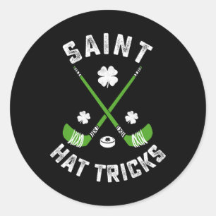 St Patricks Day Saint Hat Tricks Hockey Kleeblatt Runder Aufkleber
