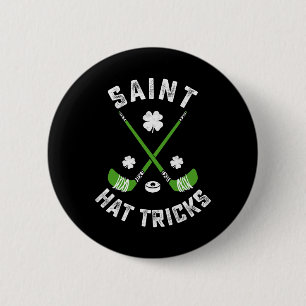 St Patricks Day Sankt Hut Tricks Hockey Kleeblatt Button