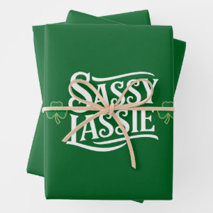St Patricks Day Sassy Lassie Funny Irish Girl Geschenkpapier Set