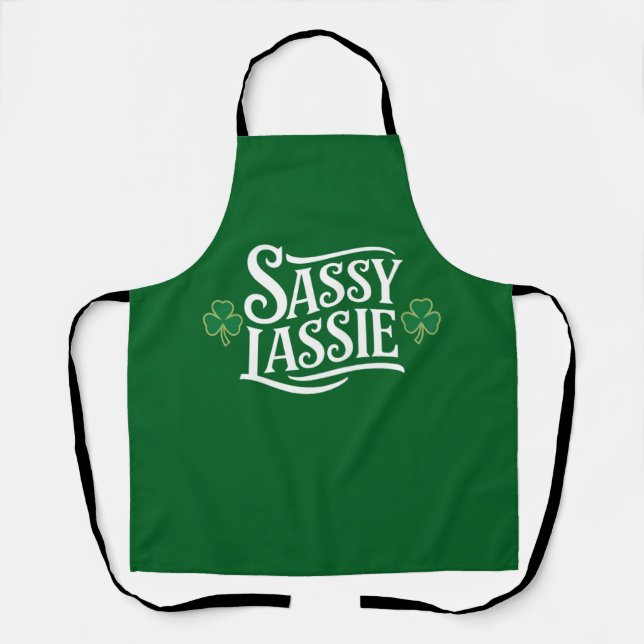 St Patricks Day Sassy Lassie Funny Irish Girl Schürze (Vorderseite)