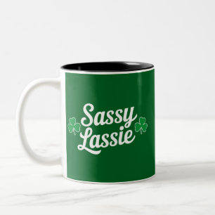 St Patricks Day Sassy Lassie Funny Irish Zweifarbige Tasse