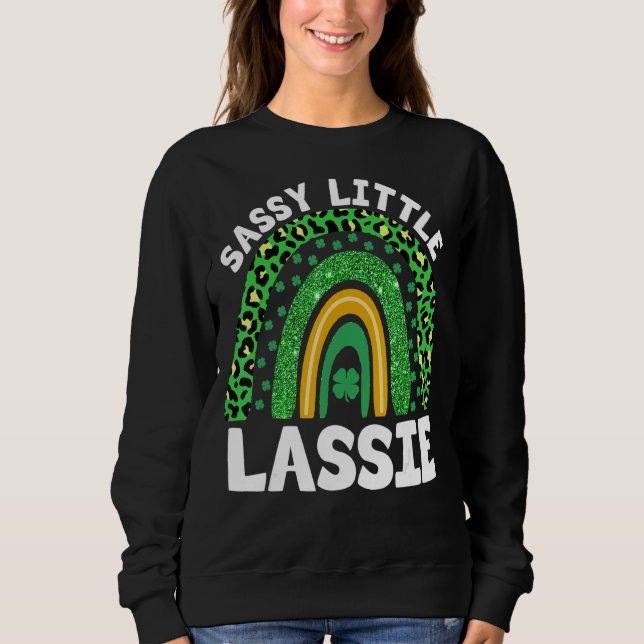 St Patricks Day Sassy Little Lassie Boho Leopard R Sweatshirt (Vorderseite)