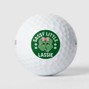 St Patricks Day Sassy Little Lassie Kids Girl Golfball