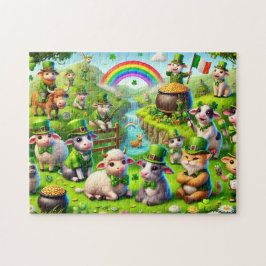 St. Patricks Day, Schafe Kühe Katzen, Kobold Puzzle