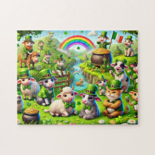 St. Patricks Day, Schafe Kühe Katzen, Kobold Puzzle