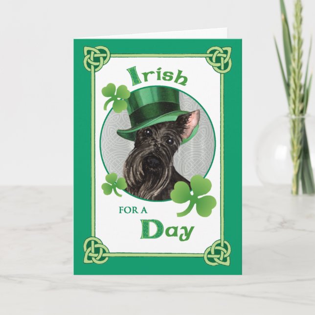 St. Patrick's Day Scottish Terrier Karte (Vorderseite)