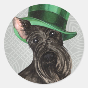 St. Patrick's Day Scottish Terrier Runder Aufkleber