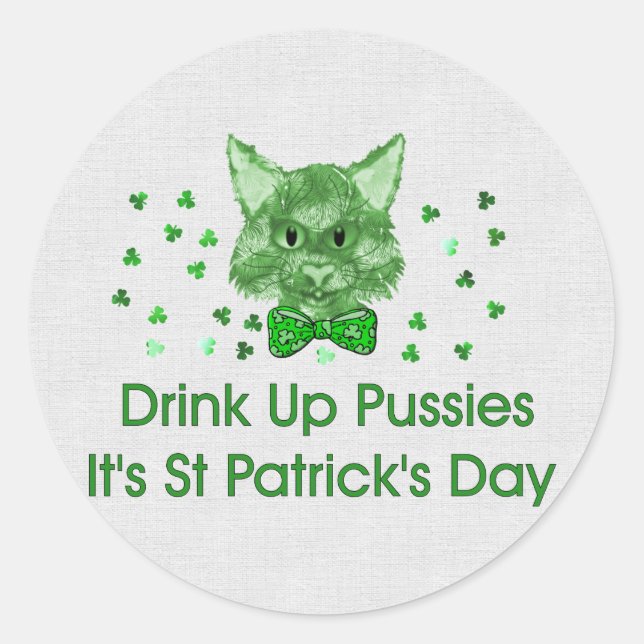 St Patrick's Day Scrapper Cat Runder Aufkleber (Vorderseite)