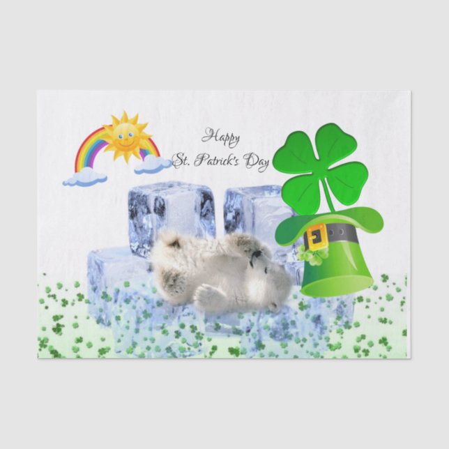 St. Patrick's Day Seidenpapier Eisbär (Vorderseite)