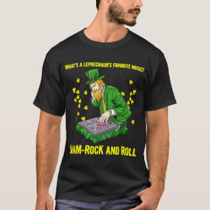 St. Patricks Day Sham Rock DJ Music Roll T-Shirt