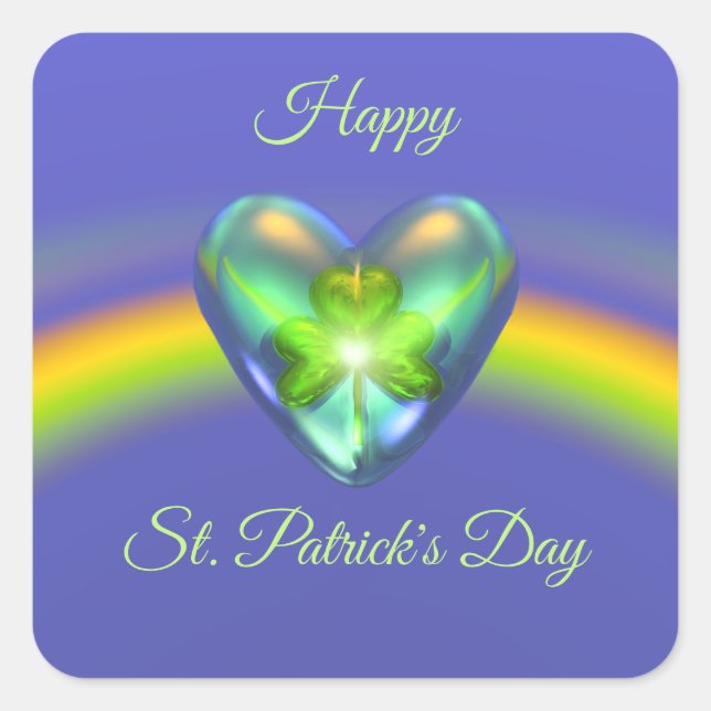 St. Patricks Day Shamrock Heart Square Sticker (Vorderseite)