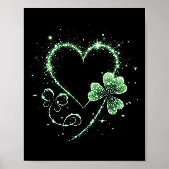 St Patricks Day Shamrock Irisches Herz St Paddys F Poster (Vorne)