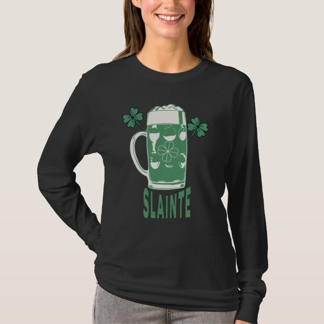 St Patricks Day Shamrock Irish Beer Drinking Slain T-Shirt (Vorderseite)
