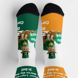 St. Patrick's Day Shamrock-Katzenhumor Socken
