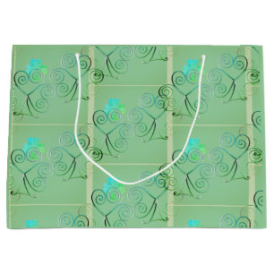 St Patrick's Day Shamrock Misty Green Large Gift Große Geschenktüte
