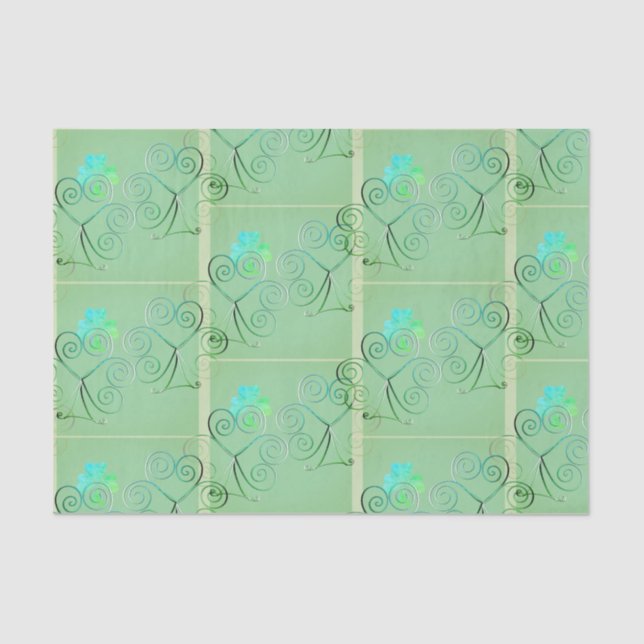  St Patrick's Day Shamrock Misty Green Seidenpapier (Vorderseite)