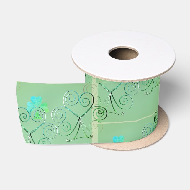 St. Patricks Day Shamrock Neblig Grün Satinband (Spule)