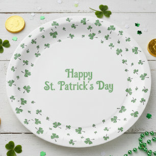 St. Patrick's Day Shamrock-Rand rund Pappteller