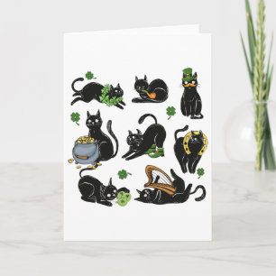 St. Patrick's Day Shamrock Schwarze Katze Irische Karte