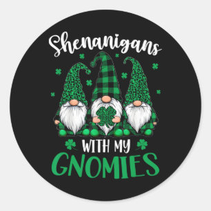 St Patricks Day Shamrock Süße Gnome Irische Frauen Runder Aufkleber