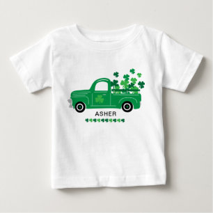 St Patricks Day Shamrock Truck Personalisierter Na Baby T-shirt