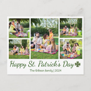 St. Patricks Day Shamrocks Familienfoto Collage Feiertagspostkarte