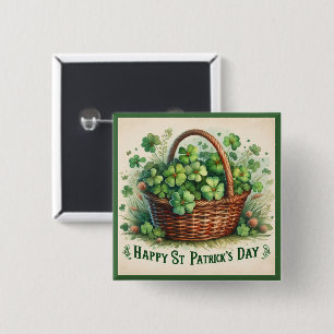 St. Patricks Day Shamrocks Knopf Button