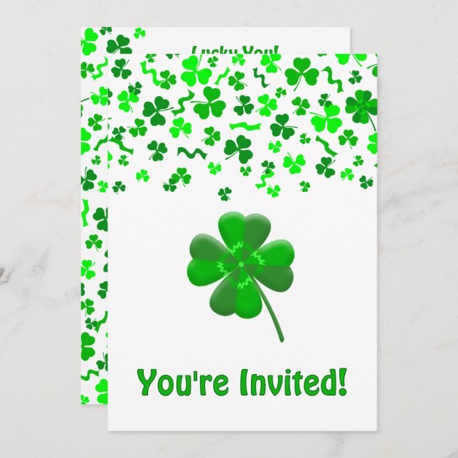 St Patrick's Day Shamrocks Personalized Flat Einladung (Vorne/Hinten)