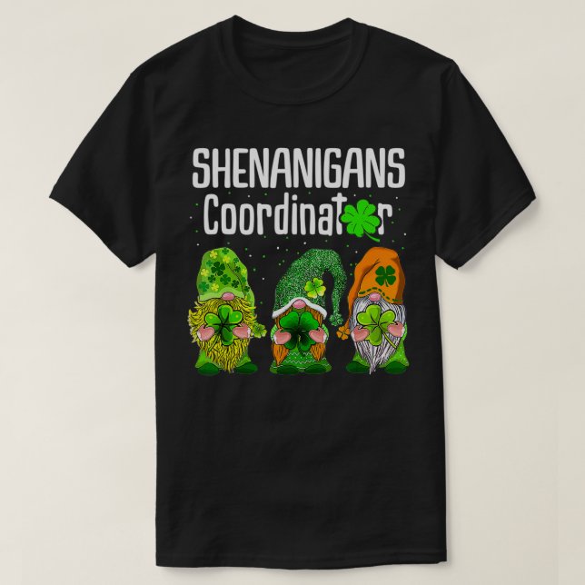 St Patricks Day Shenanigans Coordinator Gnomes Gre T-Shirt (Design vorne)