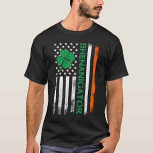 St Patrick's Day Shenanigans Irish American Flag T-Shirt