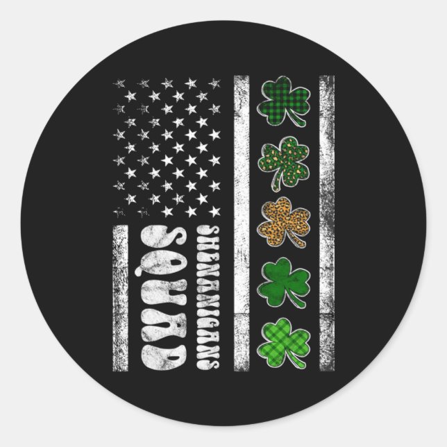 St Patricks Day Shenanigans Squad Us Flagge Amerik Runder Aufkleber (Vorderseite)
