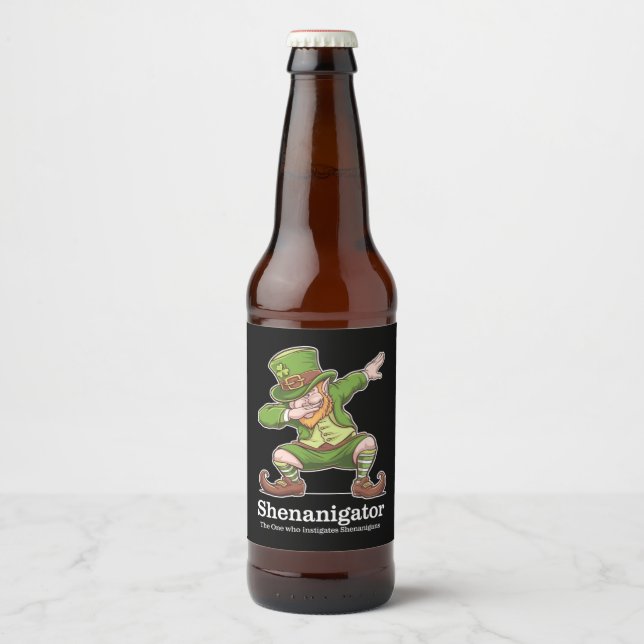 St Patricks Day Shenanigator Dabbing Leprechaun Bierflaschenetikett (Vorderseite)