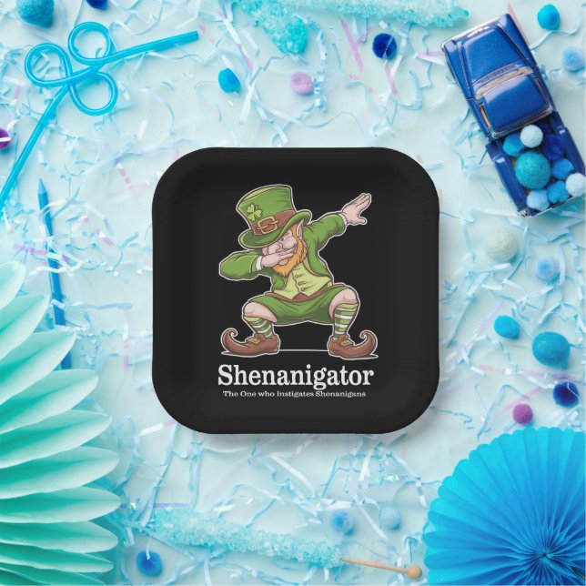 St Patricks Day Shenanigator Dabbing Leprechaun Pappteller (Party)