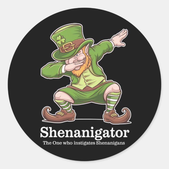 St Patricks Day Shenanigator Dabbing Leprechaun Runder Aufkleber (Vorderseite)
