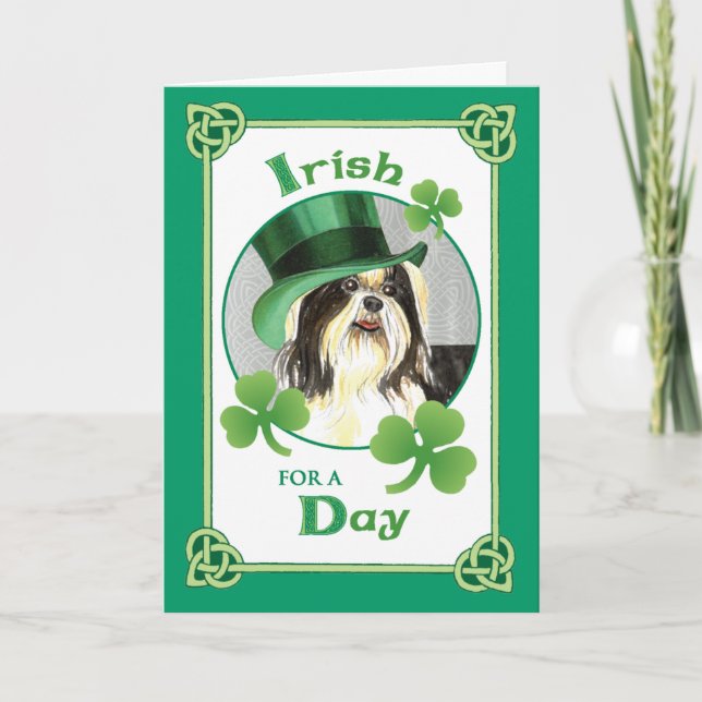 St. Patrick's Day Shih Tzu Karte (Vorderseite)