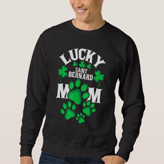 St Patrick's Day Shirt Lucky Saint Bernard Dog Mom (Vorderseite)