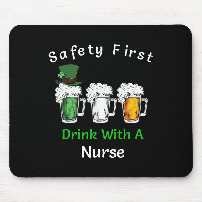 St Patricks Day - Sicherheit Erster Drink mit eine Mousepad (Vorne)