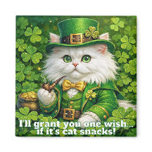 St. Patrick's Day Silly Cat Leprechaun Magnet