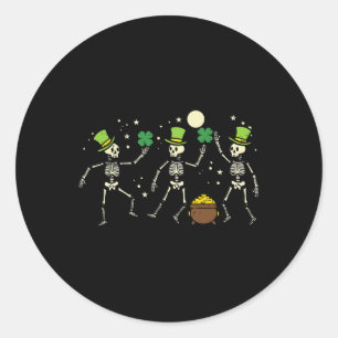 St Patricks Day Skeleton Tanzen Saint Pattys Kinde Runder Aufkleber