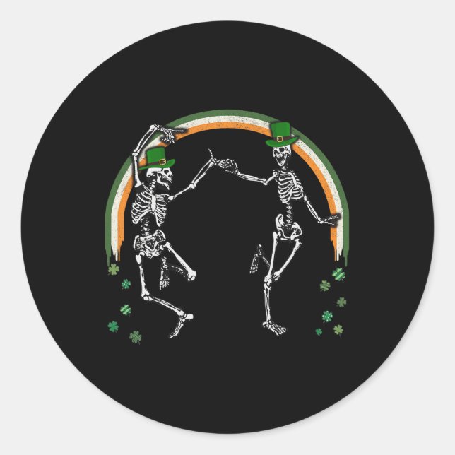 St Patrick's Day Skeleton Tanzen Skelette Runder Aufkleber (Vorderseite)