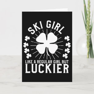 St. Patrick's Day Skifahrerin Skifahren Geschenk Karte