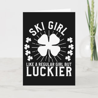 St. Patrick's Day Skifahrerin Skifahren Geschenk  Karte