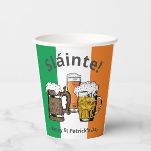 St Patricks Day Sláinte Irish Flag Pappbecher