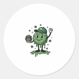 St Patricks Day Slime Maskottchen Vintage Vector S Runder Aufkleber
