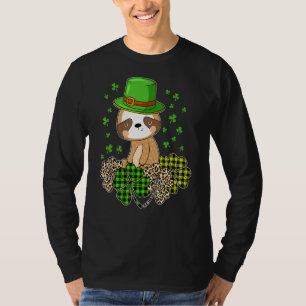 St Patrick's Day Sloth Green Buffalo Kariert Shamr T-Shirt